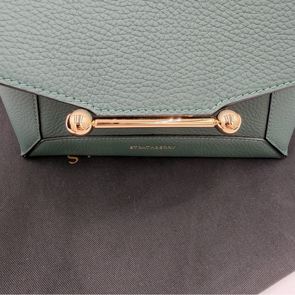 Strathberry Mosaic Bottle Green-Sage Leather Gold Bar Hardware - Picture 8 of 16